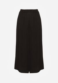 Renee - Czarne Wiskozowe Spodnie Szerokie High Waist Rissalene. Okazja: na spotkanie biznesowe, do pracy. Stan: podwyższony. Kolor: czarny. Materiał: wiskoza. Styl: biznesowy, elegancki #4