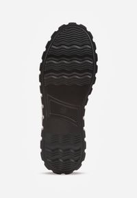 Renee - Czarno-Złote Sneakersy Skórzane z Chunky Podeszwą i Metalicznymi Wstawkami Volla. Okazja: na co dzień. Zapięcie: sznurówki. Kolor: czarny. Materiał: skóra. Szerokość cholewki: normalna. Wzór: gładki #7
