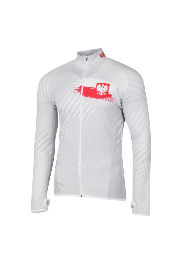 Bluza męska do biegania rozpinana EXTREME HOBBY POLSKA PRIME. Kolor: biały. Materiał: poliester, elastan. Sezon: jesień, wiosna. Sport: bieganie