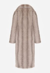 Born2be - Jasnobeżowy Jednorzędowy Płaszcz Futerko o Klasycznym Kroju Yrelsha. Okazja: na co dzień. Kolor: beżowy. Materiał: futro. Styl: klasyczny #5