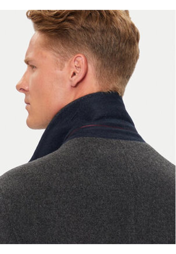 TOMMY HILFIGER - Tommy Hilfiger Płaszcz wełniany MW0MW36611 Szary Regular Fit. Kolor: szary. Materiał: wełna