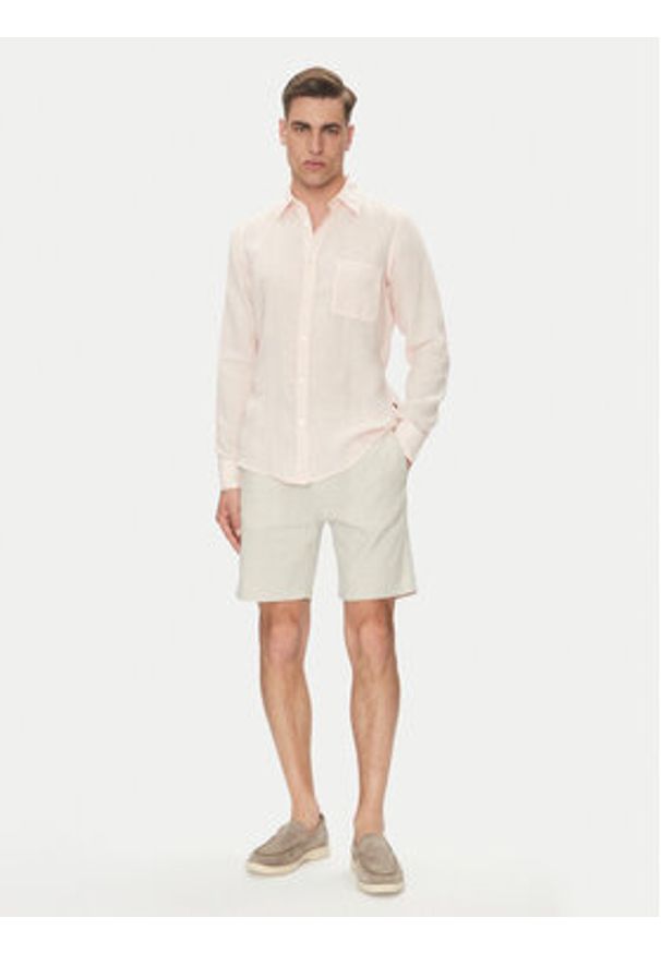 BOSS Koszula 50537381 Różowy Regular Fit. Kolor: różowy. Materiał: len