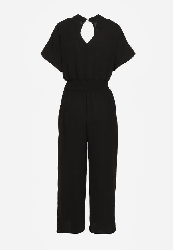 Renee - Czarny Taliowany Kombinezon z Wiskozy Zapinany na Guziki Frisea. Kolor: czarny. Materiał: wiskoza