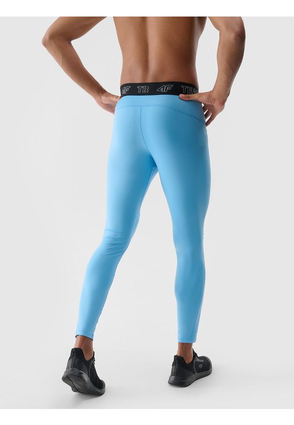 4f - 4F Legginsy treningowe szybkoschnące męskie - niebieskie XXL. Kolor: niebieski. Materiał: materiał, elastan, dzianina, syntetyk. Wzór: ze splotem, gładki, jednolity. Sport: fitness