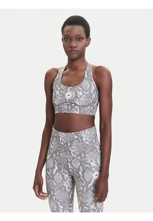 Adidas by Stella McCartney - adidas by Stella McCartney Biustonosz sportowy Power Impact JM6092 Beżowy Slim Fit. Kolor: beżowy. Materiał: syntetyk