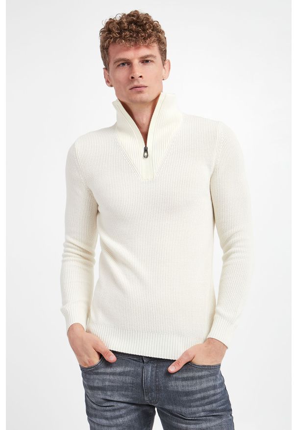Sweter męski wełniany JOOP!. Materiał: wełna. Długość: długie. Wzór: prążki