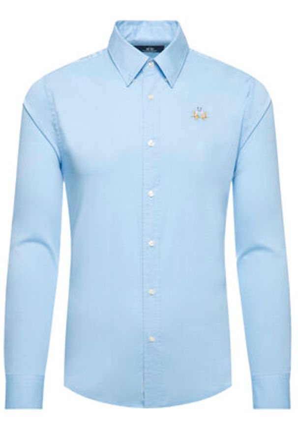 La Martina Koszula Poplin CCMC02 PP003 Błękitny Slim Fit. Kolor: niebieski. Materiał: bawełna