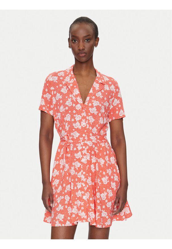 Tommy Jeans Sukienka koszulowa DW0DW21353 Pomarańczowy Relaxed Fit. Kolor: pomarańczowy. Materiał: wiskoza. Typ sukienki: koszulowe