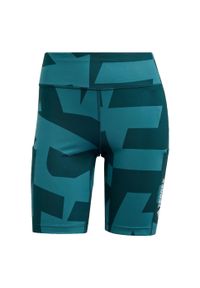 Adidas - Szorty Terrex Multi 8-Inch Tight Printed. Kolor: zielony. Materiał: materiał