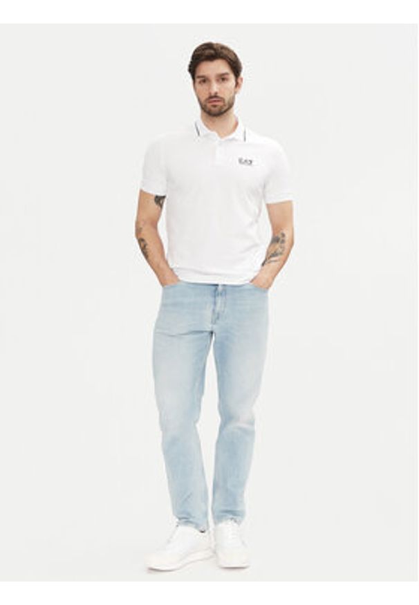 EA7 Emporio Armani Polo 8NPF16 PJVUZ 1100 Biały Slim Fit. Typ kołnierza: polo. Kolor: biały. Materiał: bawełna