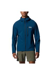 MOUNTAIN HARDWEAR - Płaszcz Przeciwdeszczowy Męski Mountain Hardwear Stretch Ozonic. Kolor: niebieski. Sport: wspinaczka, narciarstwo