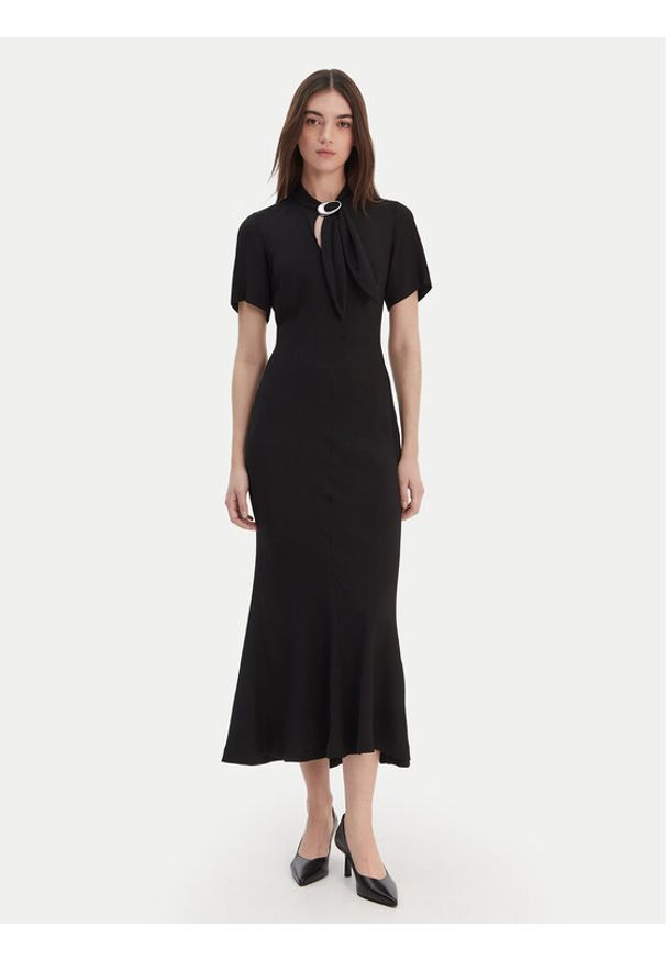 Hugo - HUGO Sukienka koktajlowa Kiweni 50554051 Czarny Slim Fit. Kolor: czarny. Materiał: wiskoza. Styl: wizytowy