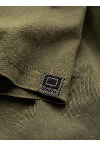 Ombre Clothing - T-shirt męski z efektem ACID WASH - oliwkowy V4 S1638 - XXL. Kolor: oliwkowy. Materiał: bawełna, dzianina #10