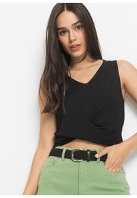 bonprix - Pasek ze stretchem. Kolor: czarny. Materiał: tkanina, materiał #1