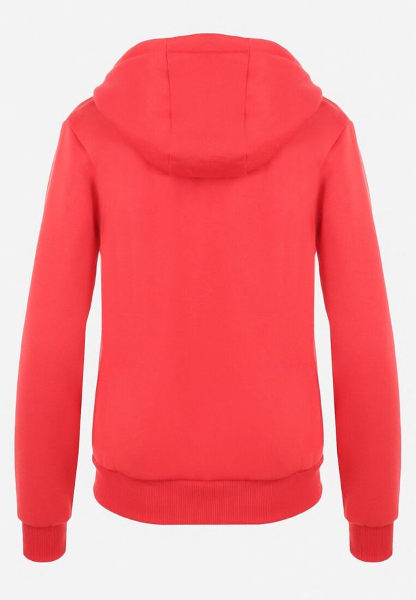 Born2be - Czerwona Bluza z Kapturem Zapinana na Suwak Bran. Okazja: na co dzień, na spacer. Typ kołnierza: kaptur. Kolor: czerwony. Materiał: materiał. Długość rękawa: długi rękaw. Długość: długie. Styl: elegancki, casual