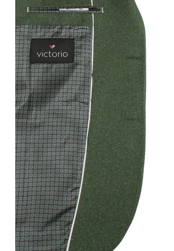 Victorio - Marynarka, Zielona Casualowa, Taliowana, 2 Guziki, Dwa Rozcięcia, Slim -VICTORIO. Okazja: na co dzień. Kolor: zielony. Materiał: poliester. Styl: casual