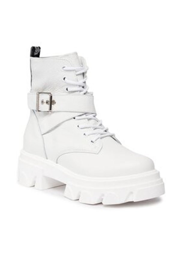 Steve Madden Trapery Mae Bootie SM19000034 SM19000034-107 Biały. Kolor: biały. Materiał: skóra