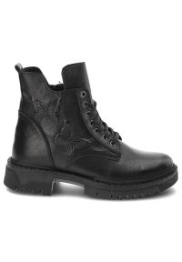 Czarne Botki Artiker Eleganckie Skórzane Buty. Kolor: czarny. Materiał: skóra. Styl: elegancki