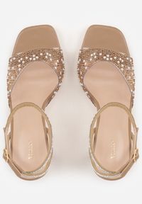 Renee - Ciemnobeżowe Sandały na Szpilce z Cyrkoniami i Przezroczystą Cholewką Fidanalia. Okazja: na co dzień. Zapięcie: sprzączka. Kolor: beżowy. Obcas: na szpilce. Styl: boho, casual, klasyczny #8