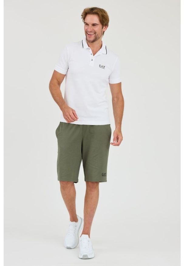 EA7 Emporio Armani - EA7 Biała męska koszulka polo, Rozmiar L. Typ kołnierza: polo. Kolor: biały