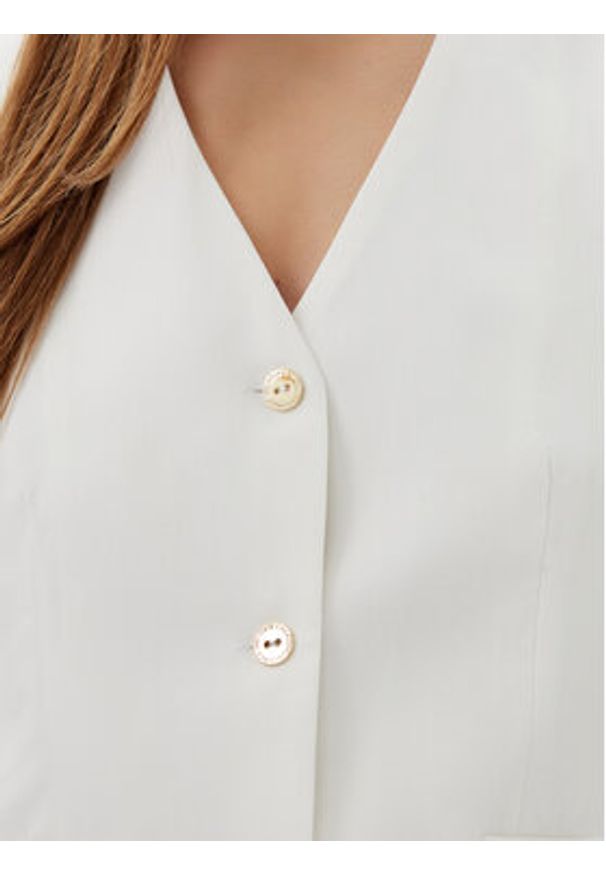 LOLA CASADEMUNT Kamizelka LS2502007 Biały Regular Fit. Kolor: biały. Materiał: lyocell