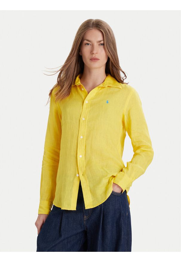 Polo Ralph Lauren Koszula 211970730 Żółty Classic Fit. Typ kołnierza: polo. Kolor: żółty. Materiał: len