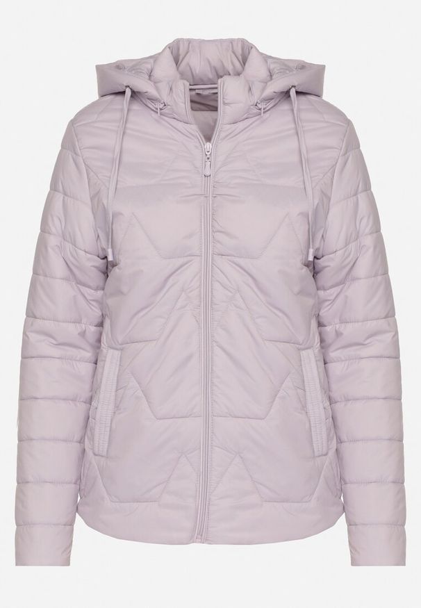 Born2be - Jasnofioletowa Pikowana Kurtka z Odpinanym Kapturem Noridi. Okazja: na co dzień. Kolor: fioletowy. Materiał: jeans. Styl: elegancki, casual, klasyczny