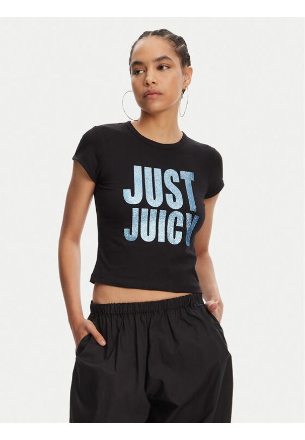 Juicy Couture T-Shirt Just Juicy JCGCT125040 Czarny Slim Fit. Kolor: czarny. Materiał: bawełna