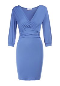 Born2be - Niebieska Sukienka Agathinca. Kolor: niebieski. Materiał: wiskoza, dzianina. Długość rękawa: długi rękaw. Długość: mini #3