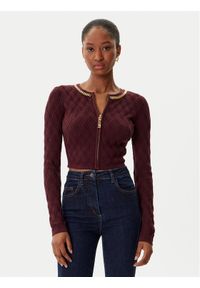 Elisabetta Franchi Kardigan MK-29B-56E2-V450 Bordowy Regular Fit. Kolor: czerwony. Materiał: syntetyk