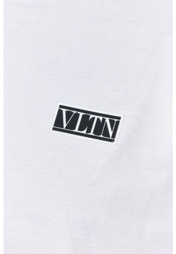 Valentino Garavani - VALENTINO GARAVANI Biały t-shirt męski z logo vltn, Rozmiar XL. Kolor: biały. Materiał: prążkowany. Wzór: aplikacja