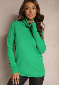 Renee - Zielony Klasyczny Golf Longsleeve z Dodatkiem Wiskozy Leriona. Typ kołnierza: golf. Kolor: zielony. Materiał: wiskoza. Długość rękawa: długi rękaw. Styl: klasyczny #5