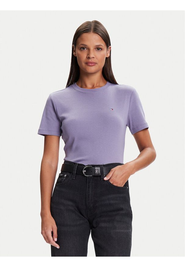 TOMMY HILFIGER - Tommy Hilfiger T-Shirt New Cody WW0WW40587 Fioletowy Slim Fit. Kolor: fioletowy. Materiał: bawełna