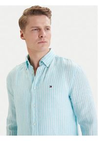 TOMMY HILFIGER - Tommy Hilfiger Koszula Bengal MW0MW42400 Turkusowy Regular Fit. Kolor: turkusowy. Materiał: len #5