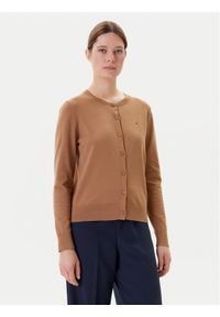 TOMMY HILFIGER - Tommy Hilfiger Kardigan WW0WW42370 Brązowy Regular Fit. Kolor: brązowy. Materiał: bawełna