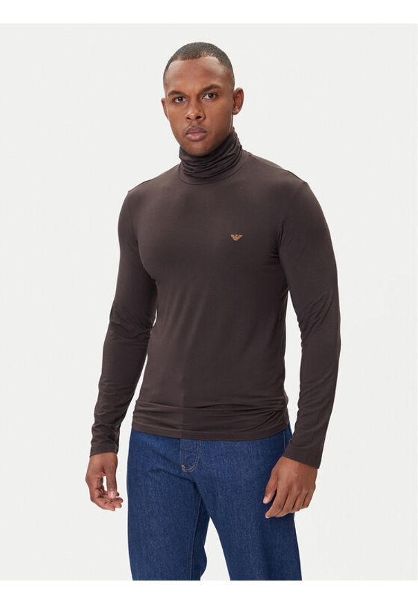 Emporio Armani Underwear Golf EM000388 AF14988 U6031 Brązowy Slim Fit. Typ kołnierza: golf. Kolor: brązowy