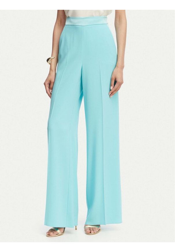 Marella Spodnie materiałowe Stampa 2613131032 Turkusowy Straight Fit. Kolor: turkusowy. Materiał: acetat