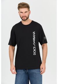 Dolce and Gabbana - DOLCE & GABBANA Czarny męski bawełniany t-shirt, Rozmiar 52. Kolor: czarny. Materiał: bawełna
