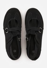 Born2be - Czarne Siateczkowe Sneakersy w Stylu Balerinek z Paskiem na Rzep Talenate. Okazja: na co dzień. Zapięcie: rzepy. Kolor: czarny. Materiał: jeans, materiał #2