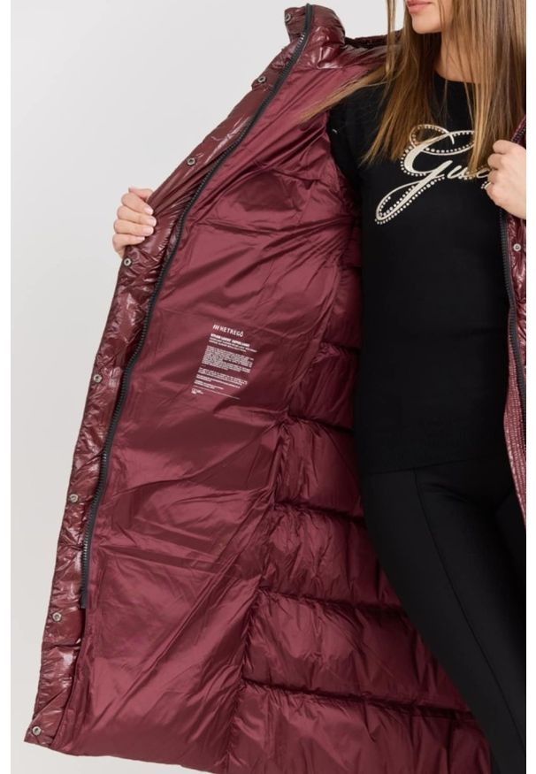 Hetrego - HETREGO Bordowy damski płaszcz puchowy Tara Woman Oversized Quilted Coat, Rozmiar 36 EU - 40 IT. Okazja: na co dzień. Kolor: czerwony. Materiał: puch. Długość rękawa: długi rękaw. Długość: długie. Styl: casual, elegancki