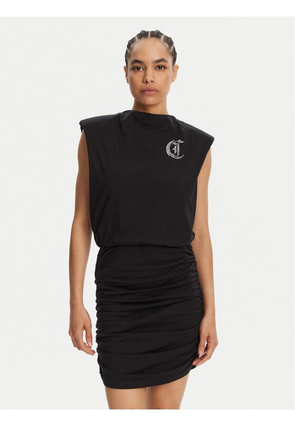 Just Cavalli Sukienka codzienna 78PAOE11 Czarny Regular Fit. Okazja: na co dzień. Kolor: czarny. Materiał: bawełna. Typ sukienki: proste. Styl: casual