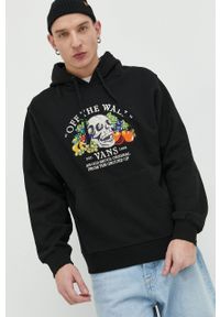 Vans bluza bawełniana męska kolor czarny z kapturem z aplikacją VN0006EFBLK1-black. Typ kołnierza: kaptur. Kolor: czarny. Materiał: bawełna. Wzór: aplikacja #4