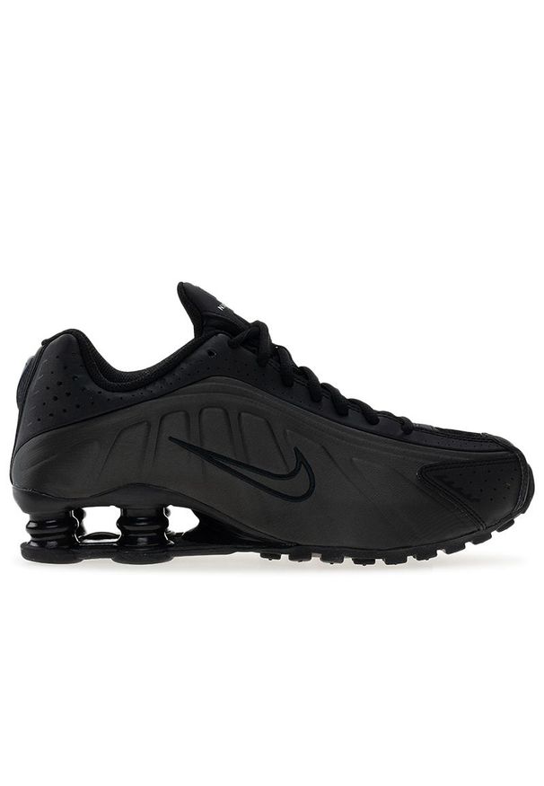 Buty młodzieżowe Nike Shox R4 CW2626-003 - czarne. Kolor: czarny. Materiał: syntetyk, materiał, guma. Szerokość cholewki: normalna. Sezon: lato