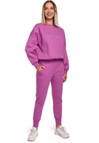 MOE - Uniwersalne Dresowe Spodnie na Gumie - Lawendowe. Kolor: fioletowy. Materiał: guma, dresówka #1