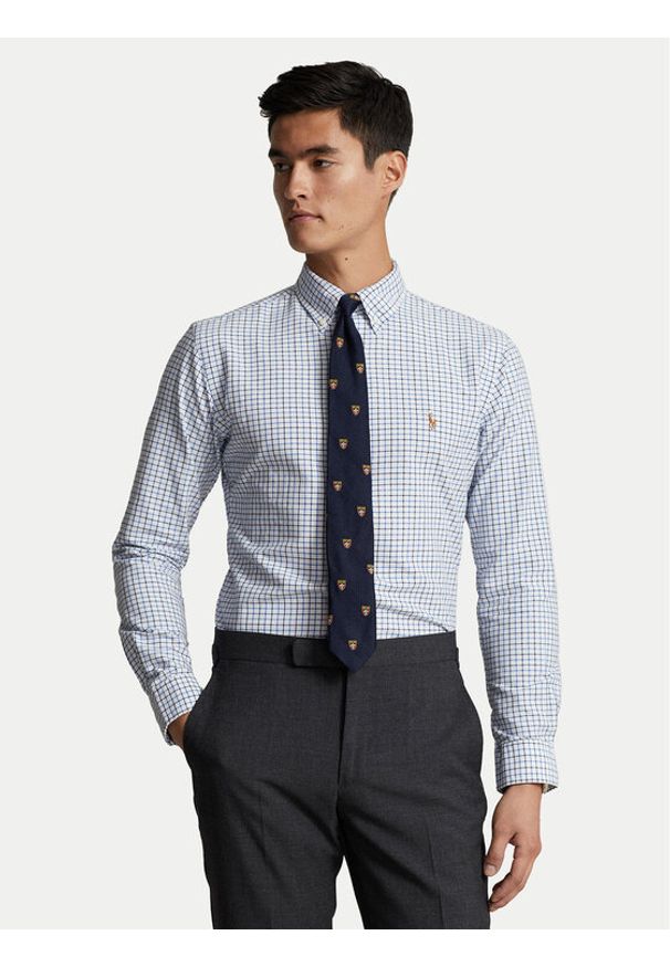 Polo Ralph Lauren Koszula 710922273002 Błękitny Custom Fit. Typ kołnierza: polo. Kolor: niebieski. Materiał: bawełna