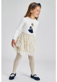 Mayoral Spódnica dziecięca kolor beżowy mini rozkloszowana. Stan: podwyższony. Kolor: beżowy. Materiał: materiał