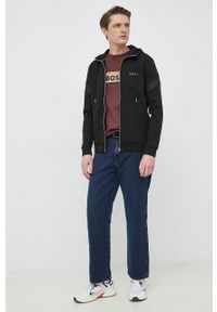 Boss Green - BOSS bluza BOSS GREEN męska kolor czarny z kapturem z aplikacją. Typ kołnierza: kaptur. Kolor: czarny. Wzór: aplikacja #4