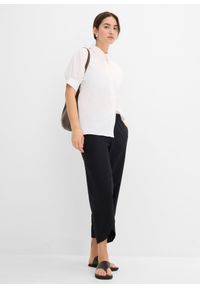 bonprix - Spodnie 3/4 z przewiewnej mieszanki lnu. Stan: podwyższony. Kolor: czarny. Materiał: len #2