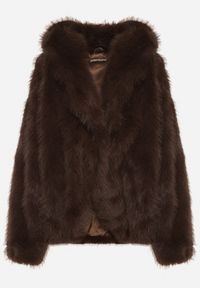 Born2be - Brązowa Kurtka Futerko z Kapturem i Kieszeniami Acantte. Okazja: na co dzień. Typ kołnierza: kaptur. Kolor: brązowy. Materiał: futro. Styl: casual, elegancki #3