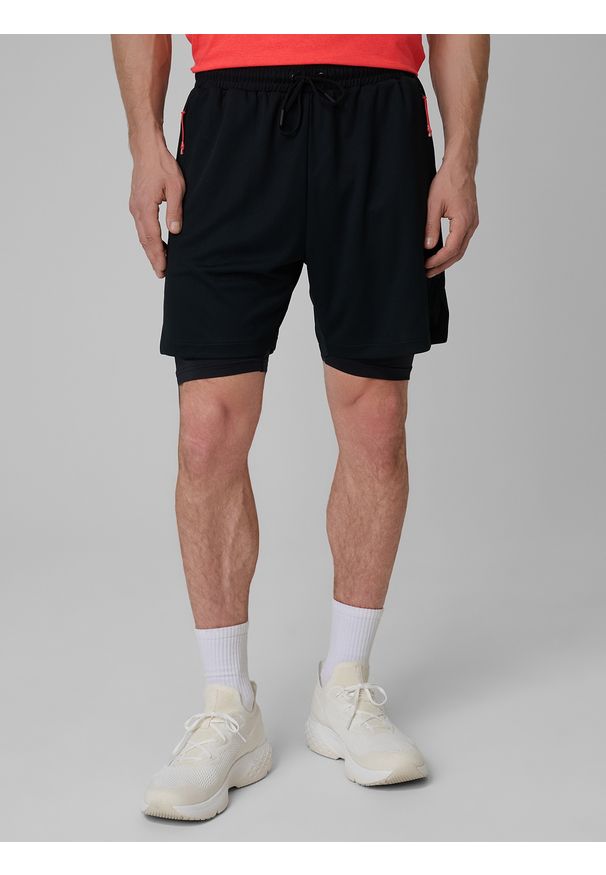 4f - 4F Spodenki treningowe szybkoschnące męskie - czarne M. Kolor: czarny. Materiał: skóra. Sport: fitness